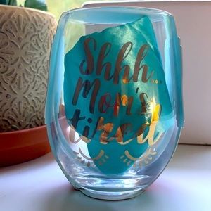 “SHHH Mom’s Tired” Stemless Wine Glass with Mask